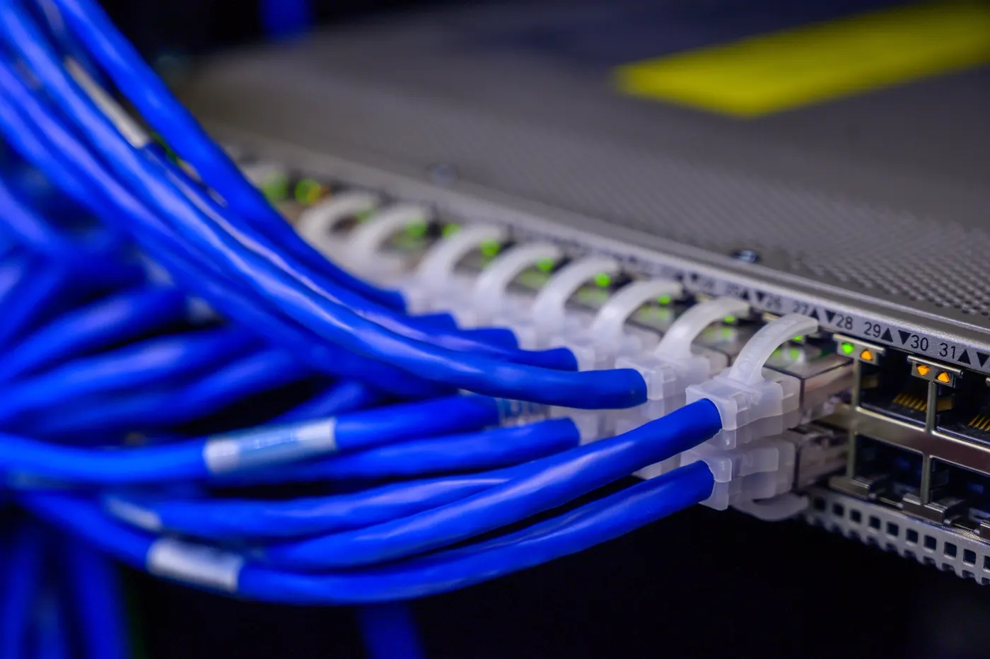 Cables de red conectados a un switch